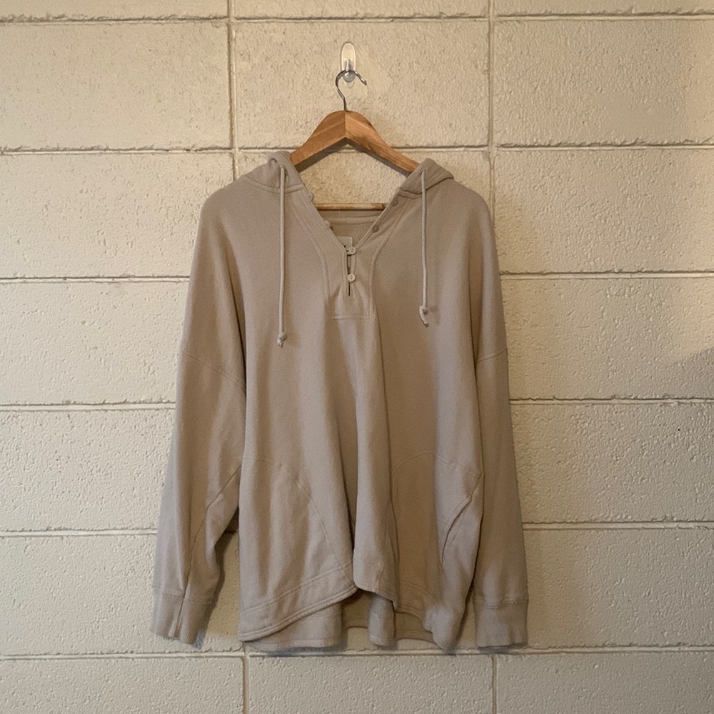 Aerie beige henley hoodie